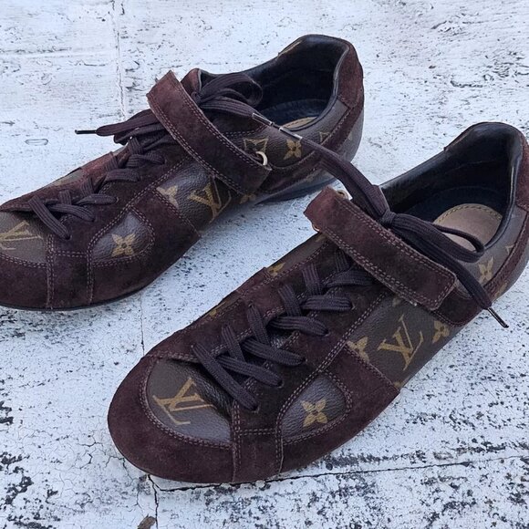 Louis Vuitton Men Shoes Brown LV Logo Lace Up Sneaker Made Italy Size 9UK 10US - Picture 5 of 13